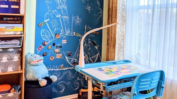 Magnetic wall with chalkboard top coat for drawing! Fun experience for kids!