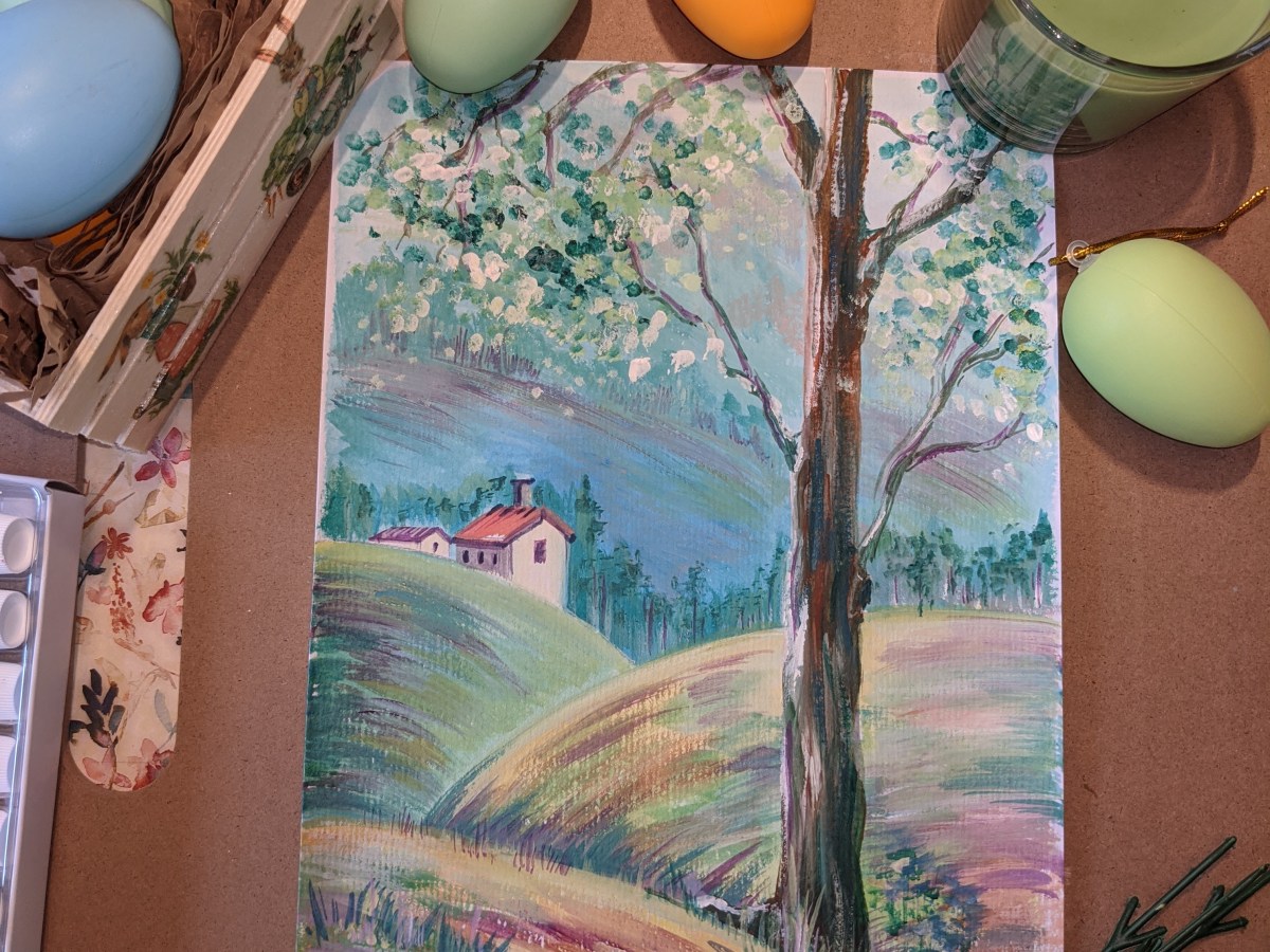 Spring motif for kids 8+ in gouache! Happy Passover!